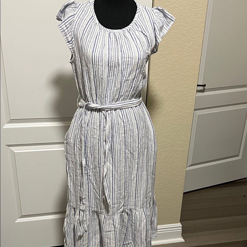 Striped White and Blue Women's Dress